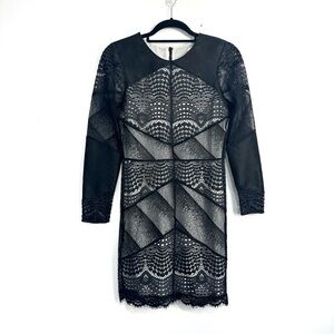 Sandro Lace Overlay Long Sleeve Mini Dress Sz 2